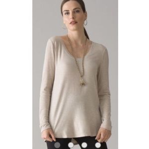 New! WHBM Long Sleeve Legging Tee Heather Biscotti & Gold
